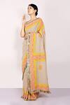 Buy_Anita Kanwal_Yellow Handloom Jute Printed Geometric Saree _Online_at_Aza_Fashions