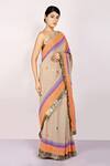 Anita Kanwal_Purple Handloom Printed Saree_Online_at_Aza_Fashions