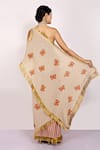 Shop_Anita Kanwal_Beige Handloom Jute Printed Butterfly Saree _at_Aza_Fashions