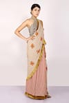 Anita Kanwal_Beige Handloom Jute Printed Butterfly Saree _Online_at_Aza_Fashions