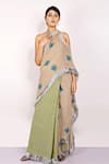 Buy_Anita Kanwal_Beige Handloom Jute Printed Butterfly Saree _at_Aza_Fashions