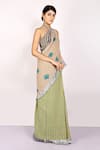 Anita Kanwal_Beige Handloom Jute Printed Butterfly Saree _Online_at_Aza_Fashions