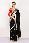 Buy_Anita Kanwal_Black Muslin Printed Butterfly Foil Saree _at_Aza_Fashions