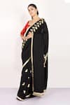 Shop_Anita Kanwal_Black Muslin Printed Butterfly Foil Saree _Online_at_Aza_Fashions