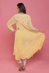 Shop_Seams Pret And Couture_Yellow Crepe Embroidery Aari V Neck Anamika Kurta And Dhoti Pant Set _at_Aza_Fashions