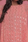 Seams Pret And Couture_Pink Georgette Embroidery Sequin Round Fiona Tunic And Dhoti Pant Set _Online_at_Aza_Fashions