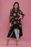 Buy_Seams Pret And Couture_Black Georgette, Shantoon, Grand Satin Hycinth Printed Tunic And Dhoti Pant Set _at_Aza_Fashions