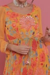 Seams Pret And Couture_Yellow Georgette And Shantoon Embroidery & Jasmine Peplum Tunic & Sharara Set _Online_at_Aza_Fashions