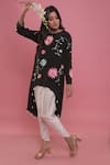 Buy_Seams Pret And Couture_Black Crepe Embroidery Thread Round Naomi Floral Tunic And Dhoti Pant Set _at_Aza_Fashions