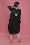 Shop_Seams Pret And Couture_Black Crepe Embroidery Thread Round Naomi Floral Tunic And Dhoti Pant Set _at_Aza_Fashions