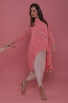 Buy_Seams Pret And Couture_Pink Georgette Embroidery Sequin And Cutdana Round Nushra Tunic & Dhoti Pant Set _at_Aza_Fashions