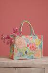Buy_Seams Pret And Couture_Blue Floral Print Tote Bag_at_Aza_Fashions