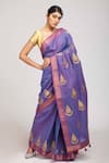 Buy_Anita Kanwal_Purple Cotton Printed Hand Block Saree _at_Aza_Fashions