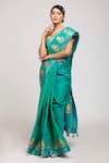 Anita Kanwal_Blue Cotton Printed Hand Block Saree _Online_at_Aza_Fashions