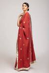 Buy_Anita Kanwal_Red Handloom Jute Printed Polka Dot Saree _Online_at_Aza_Fashions