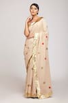 Buy_Anita Kanwal_Beige Handloom Jute Printed Polka Dot Saree _at_Aza_Fashions