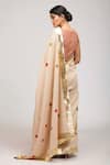 Shop_Anita Kanwal_Beige Handloom Jute Printed Polka Dot Saree _at_Aza_Fashions