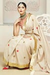 Buy_Anita Kanwal_Beige Handloom Jute Printed Polka Dot Saree _Online_at_Aza_Fashions