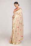 Shop_Anita Kanwal_Beige Handloom Jute Printed Polka Dot Saree _Online_at_Aza_Fashions