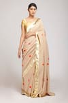 Buy_Anita Kanwal_Beige Handloom Jute Printed Polka Dot Saree _at_Aza_Fashions