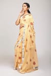 Buy_Anita Kanwal_Yellow Mulmul Cotton Printed Floral Saree _Online_at_Aza_Fashions