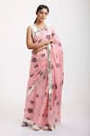 Buy_Anita Kanwal_Pink Mulmul Cotton Printed Floral Saree _Online_at_Aza_Fashions