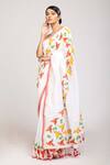 Buy_Anita Kanwal_White Handloom Cotton Printed Bird Panchi Saree _Online_at_Aza_Fashions