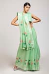 Buy_Anita Kanwal_Green Cotton Linen Printed Flamingo Saree _Online_at_Aza_Fashions