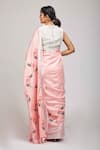 Shop_Anita Kanwal_Pink Cotton Linen Printed Flamingo Saree _at_Aza_Fashions