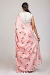 Shop_Anita Kanwal_Pink Cotton Linen Printed Flamingo Saree _Online_at_Aza_Fashions