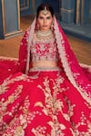 Shop_Stotram_Fuchsia Dupatta- Organza Embroidery Floral Scallop Zardozi Bridal Lehenga Set _Online_at_Aza_Fashions