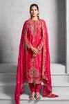 Buy_Stotram_Fuchsia Kurta Embellished Zardozi Round Set _at_Aza_Fashions