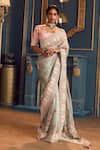 Shop_Stotram_Blue Saree-organza Embroidery Zardozi Round Floral Saree With Blouse _at_Aza_Fashions