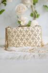 Shop_Amyra_Cream Embroidery Anya Box Clutch With Sling _at_Aza_Fashions