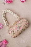 Buy_Amyra_Pink Embroidery, Beads Elora Print Clutch _at_Aza_Fashions