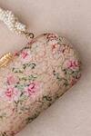 Amyra_Pink Embroidery, Beads Elora Print Clutch _Online_at_Aza_Fashions