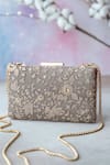 Amyra_Grey Embroidery Floral Box Clutch _Online_at_Aza_Fashions