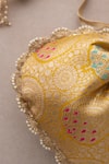 Amyra_Yellow Pearls, Embroidery Kashi Pure Banarasi Silk Potli _Online_at_Aza_Fashions