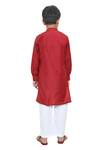 Shop_APRICOTKIDS_Maroon , Satin Embroidery Pintucks Kurta And Pant Set _at_Aza_Fashions