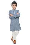 Buy_APRICOTKIDS_Blue Cotton Embroidery Floral Kurta And Pant Set _at_Aza_Fashions