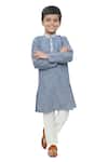 Buy_APRICOTKIDS_Blue Cotton Embroidery Floral Kurta And Pant Set _Online_at_Aza_Fashions