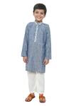 Shop_APRICOTKIDS_Blue Cotton Embroidery Floral Kurta And Pant Set _Online_at_Aza_Fashions