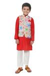 Buy_APRICOTKIDS_Multi Color Cotton Embroidery Floral Printed Bundi And Kurta Set _at_Aza_Fashions
