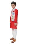Buy_APRICOTKIDS_Multi Color Cotton Embroidery Floral Printed Bundi And Kurta Set _Online_at_Aza_Fashions