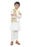 Buy_APRICOTKIDS_Multi Color Cotton, Silk Lace Multicolor Work Bundi Kurta Set _at_Aza_Fashions