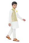 APRICOTKIDS_Multi Color Cotton, Silk Lace Multicolor Work Bundi Kurta Set _Online_at_Aza_Fashions