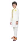 Buy_APRICOTKIDS_Multi Color Cotton, Silk Lace Multicolor Work Bundi Kurta Set _Online_at_Aza_Fashions