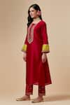 Buy_Anantaa By Roohi_Red Silk Chanderi Floral Round Kurta _Online_at_Aza_Fashions