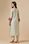 Shop_Anantaa by Roohi_Off White Silk Chanderi Embroidered Floral Round Kurta _at_Aza_Fashions