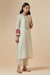 Anantaa by Roohi_Off White Silk Chanderi Embroidered Floral Round Kurta _Online_at_Aza_Fashions